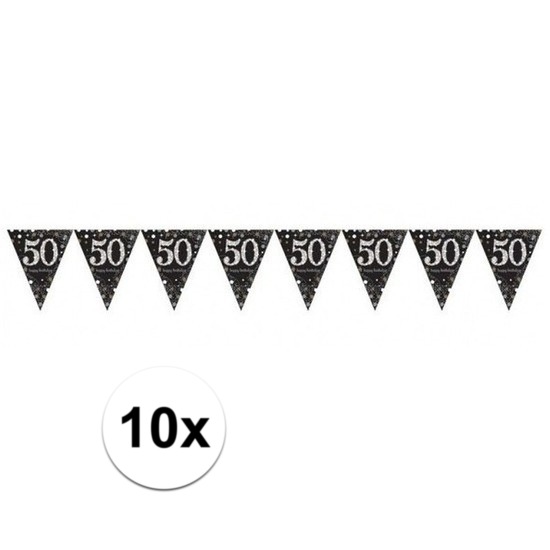 10x 50 jaar leeftijd versiering slinger zwart