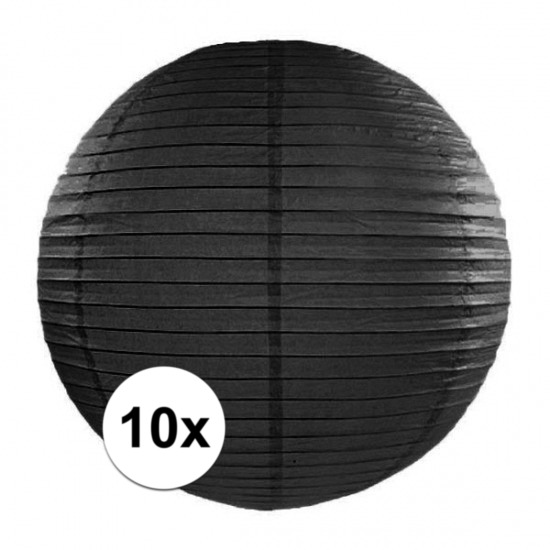 10x bolvormige lampionnen zwart 35 cm