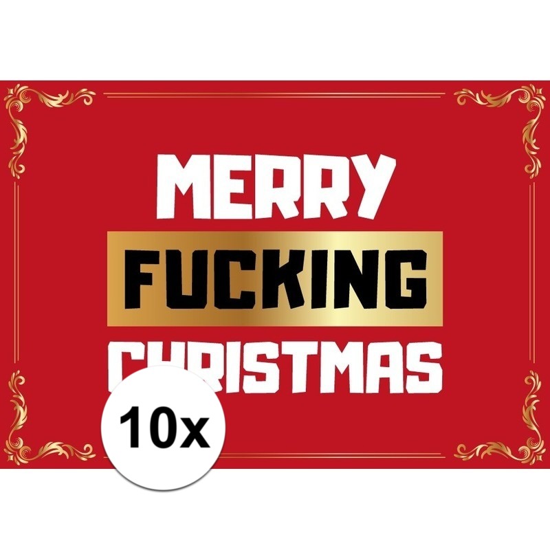 10x Merry Fucking Christmas kerstkaart-ansichtkaart-wenskaart