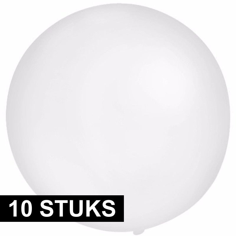 10x ronde witte ballonnen van 60 cm groot