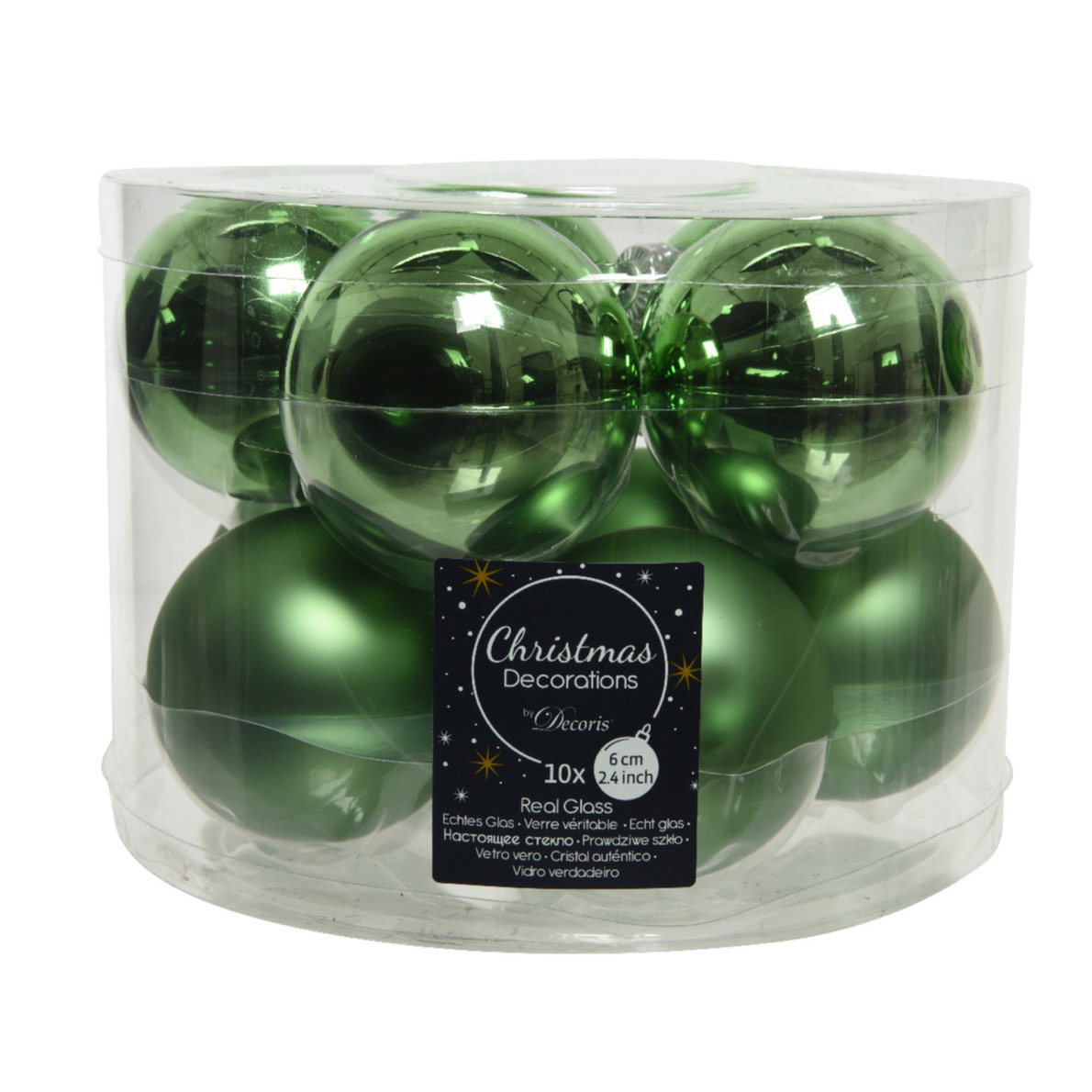 10x stuks glazen kerstballen groen 6 cm mat-glans