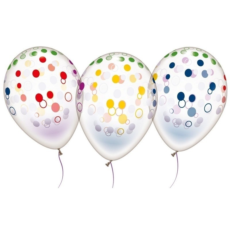 10x Transparante ballonnen gekleurd stippen