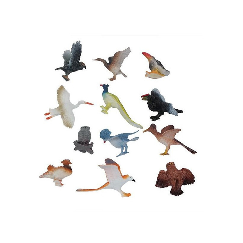 12x kunststof speelgoed dieren-vogels 5-10 cm