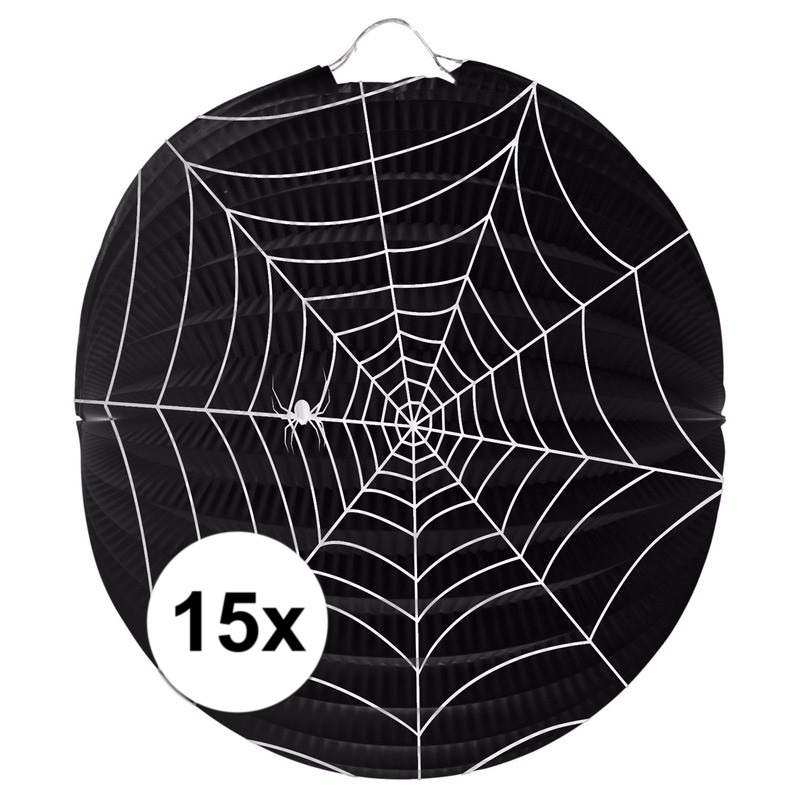 15 papieren spinnenweb lampionnen 22 cm