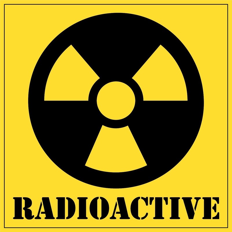 15x Halloween versiering radioactief gevaren sticker 10,5