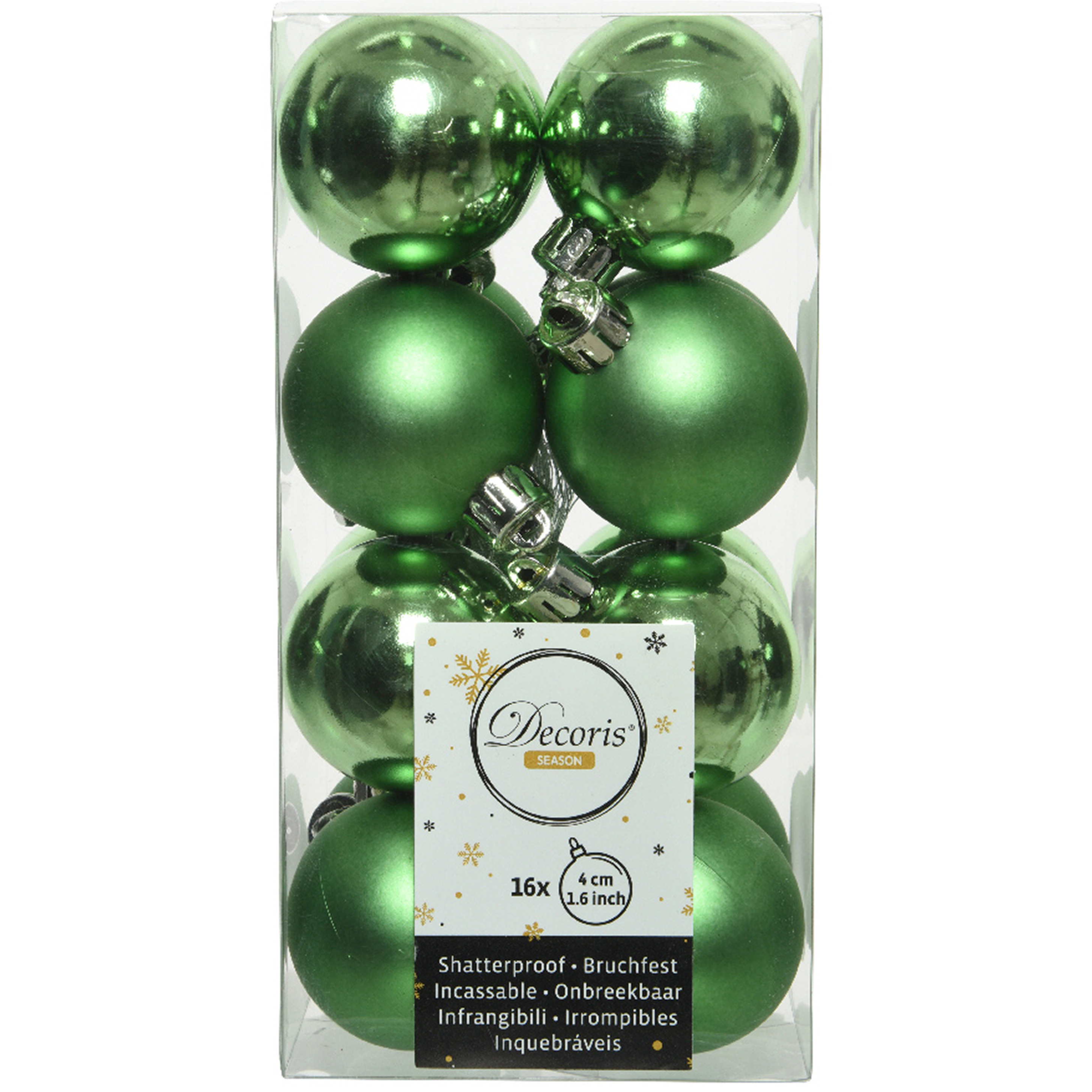 16x stuks kunststof kerstballen groen 4 cm glans-mat