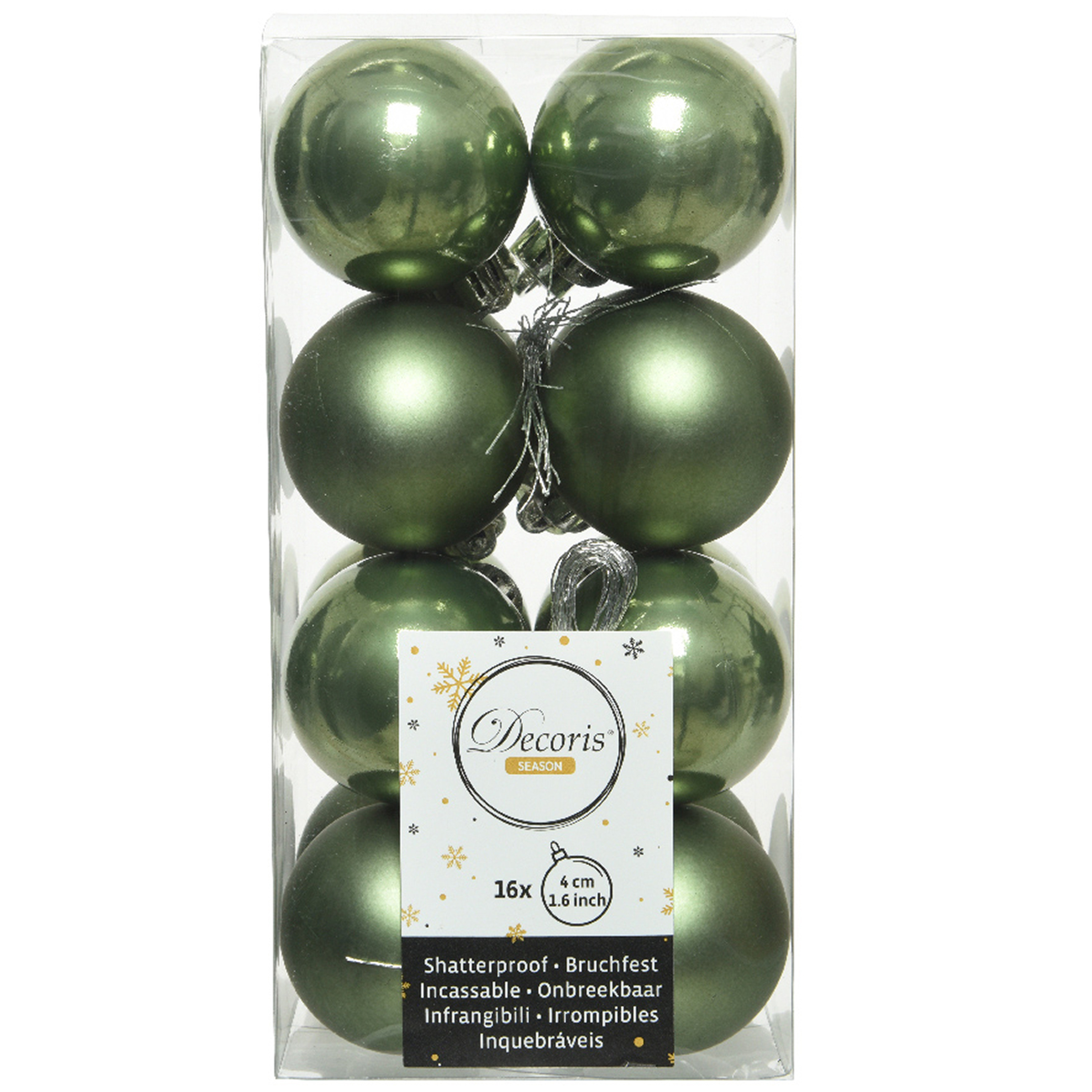 16x stuks kunststof kerstballen mos groen 4 cm glans-mat