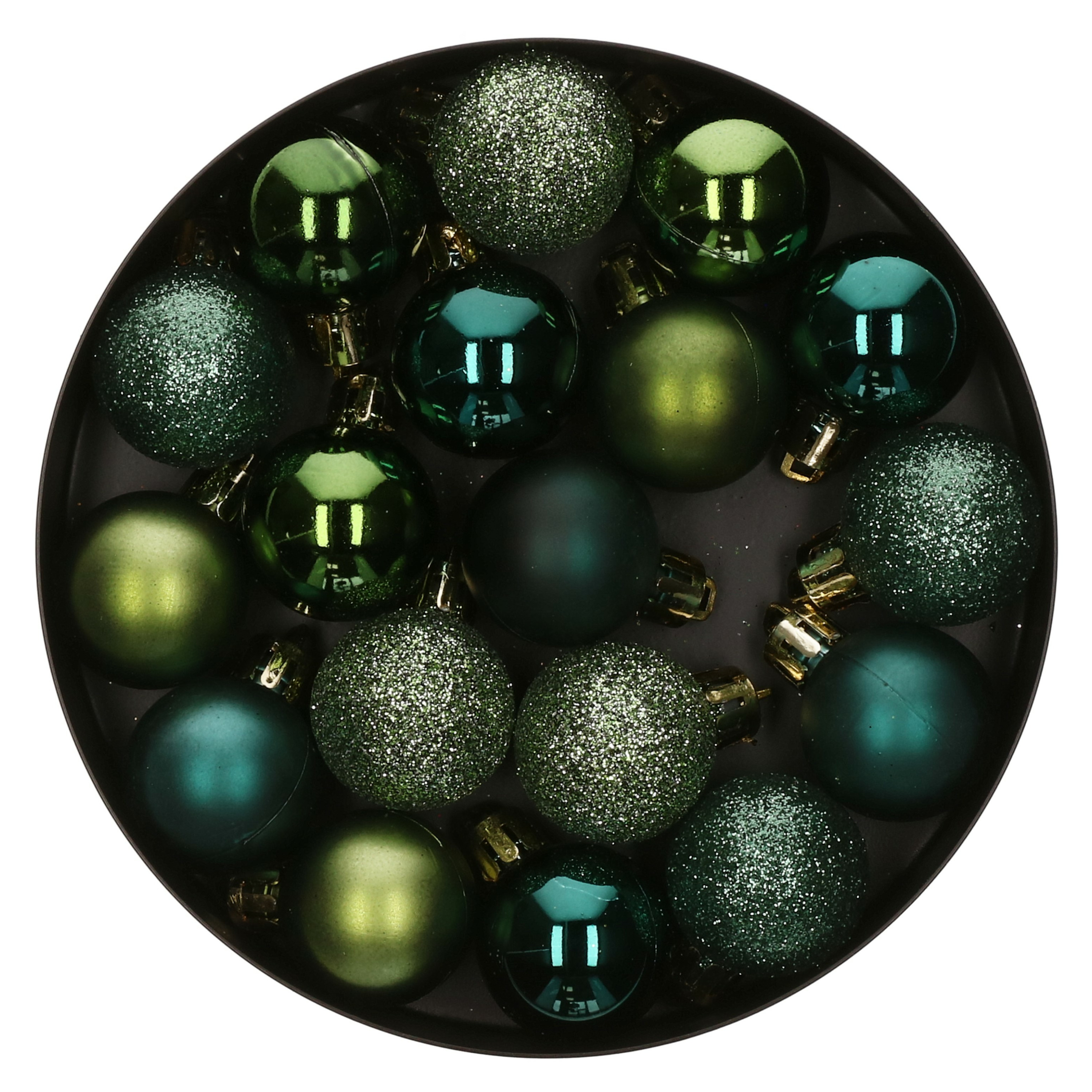 18x stuks kerstballen groen glans en mat kunststof 3 cm