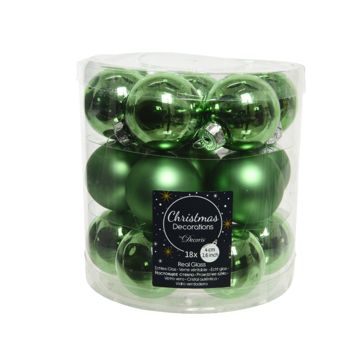18x stuks kleine glazen kerstballen groen 4 cm mat-glans