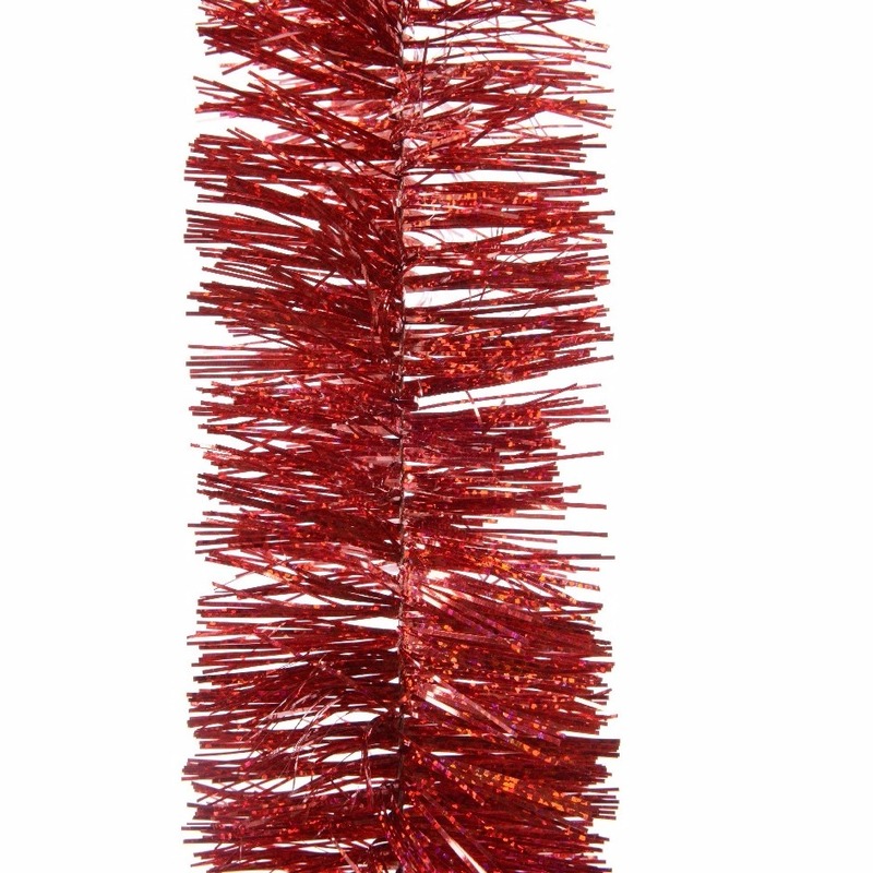 1x Feestversiering folie slingers glitter kerst rood 7,5 x 270 cm kunststof-plastic kerstversiering