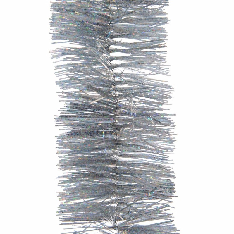 1x Feestversiering folie slingers glitter zilver 7,5 x 270 cm kunststof-plastic kerstversiering