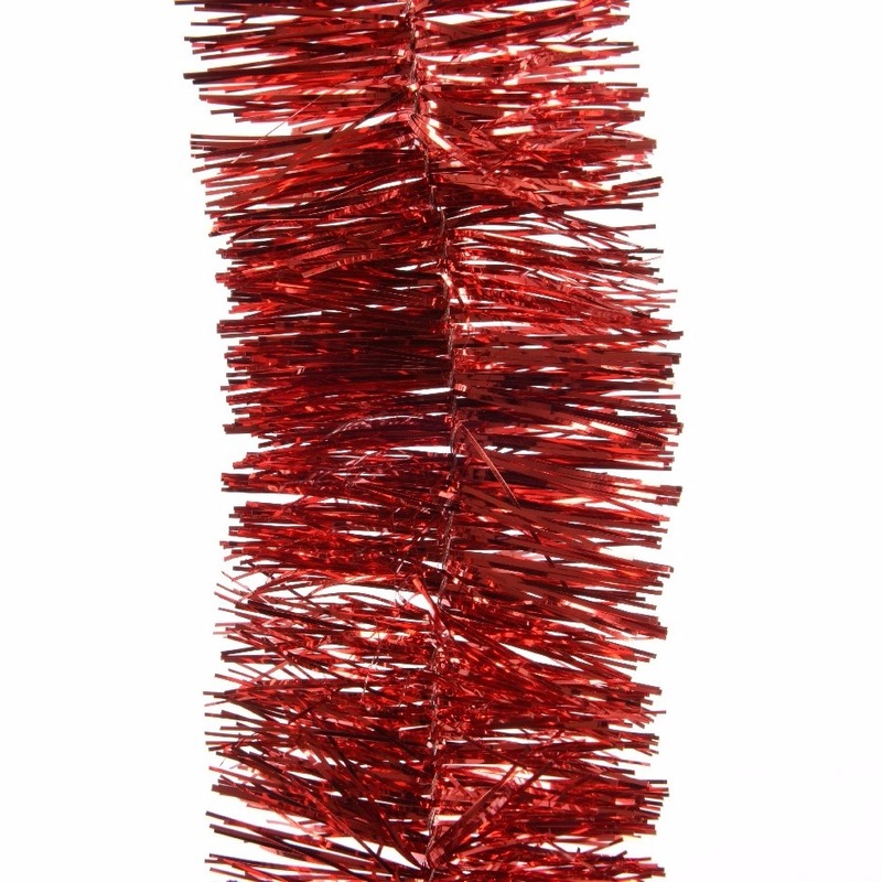1x Feestversiering folie slingers kerst rood 270 cm kunststof-plastic kerstversiering