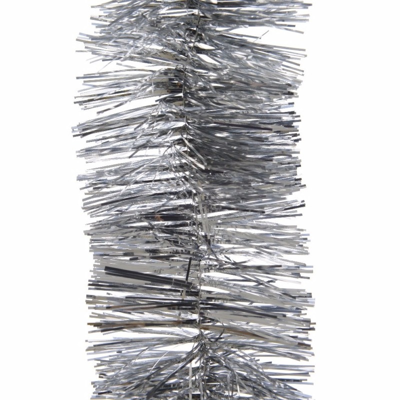 1x Feestversiering folie slingers zilver 270 cm kunststof-plastic kerstversiering