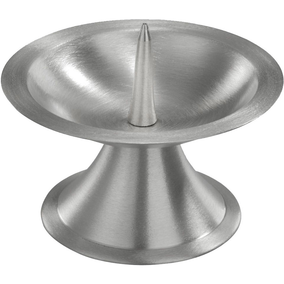 1x Kaarsenhouder zilver rond metaal voor stompkaarsen 5-6 cm