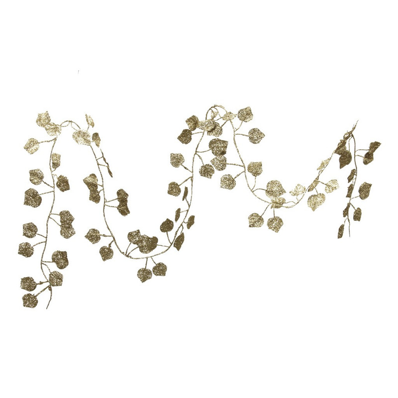 1x Kerstboom guirlandes-slingers met gouden bladeren 200 cm