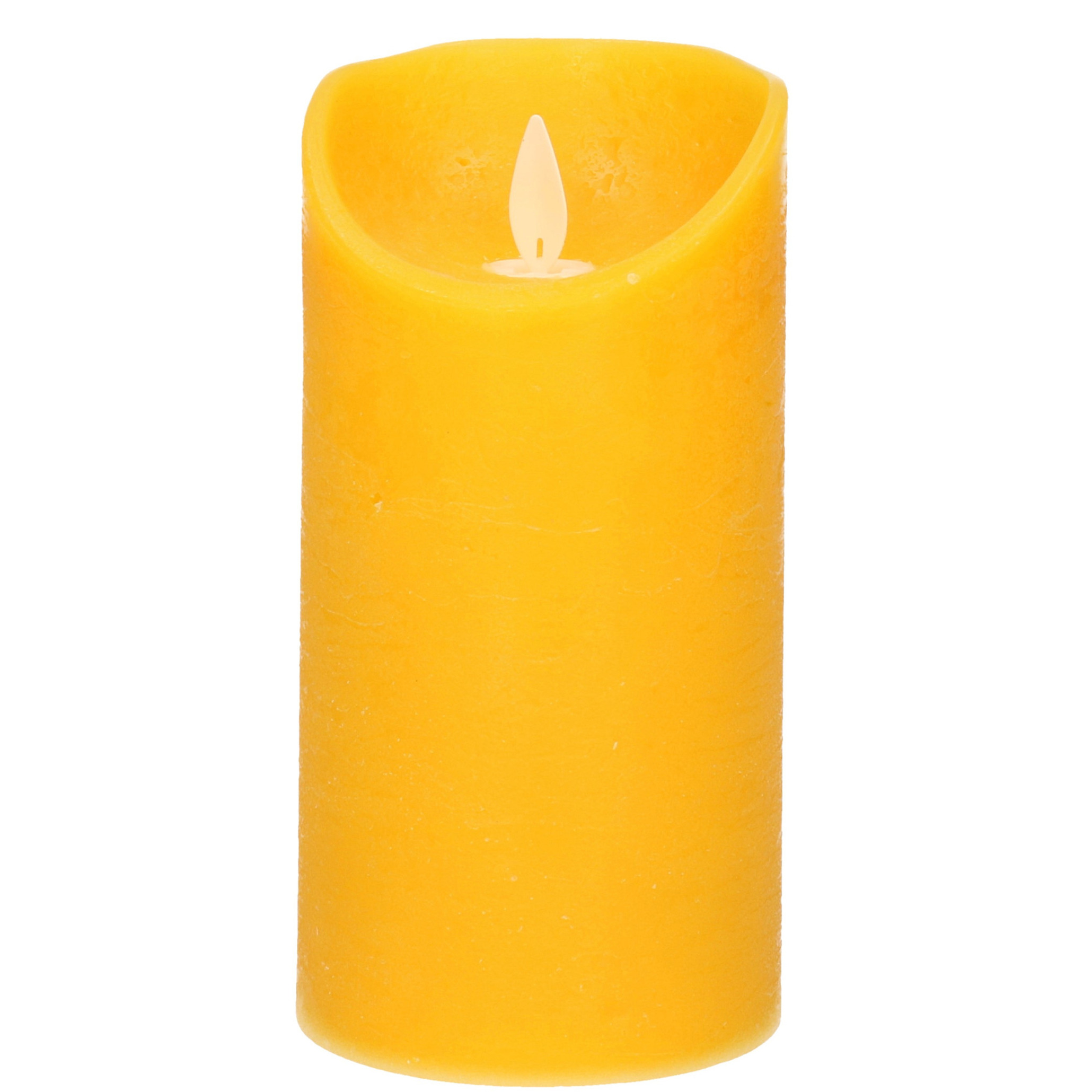 1x Oker gele LED kaarsen-stompkaarsen met bewegende vlam 15 cm
