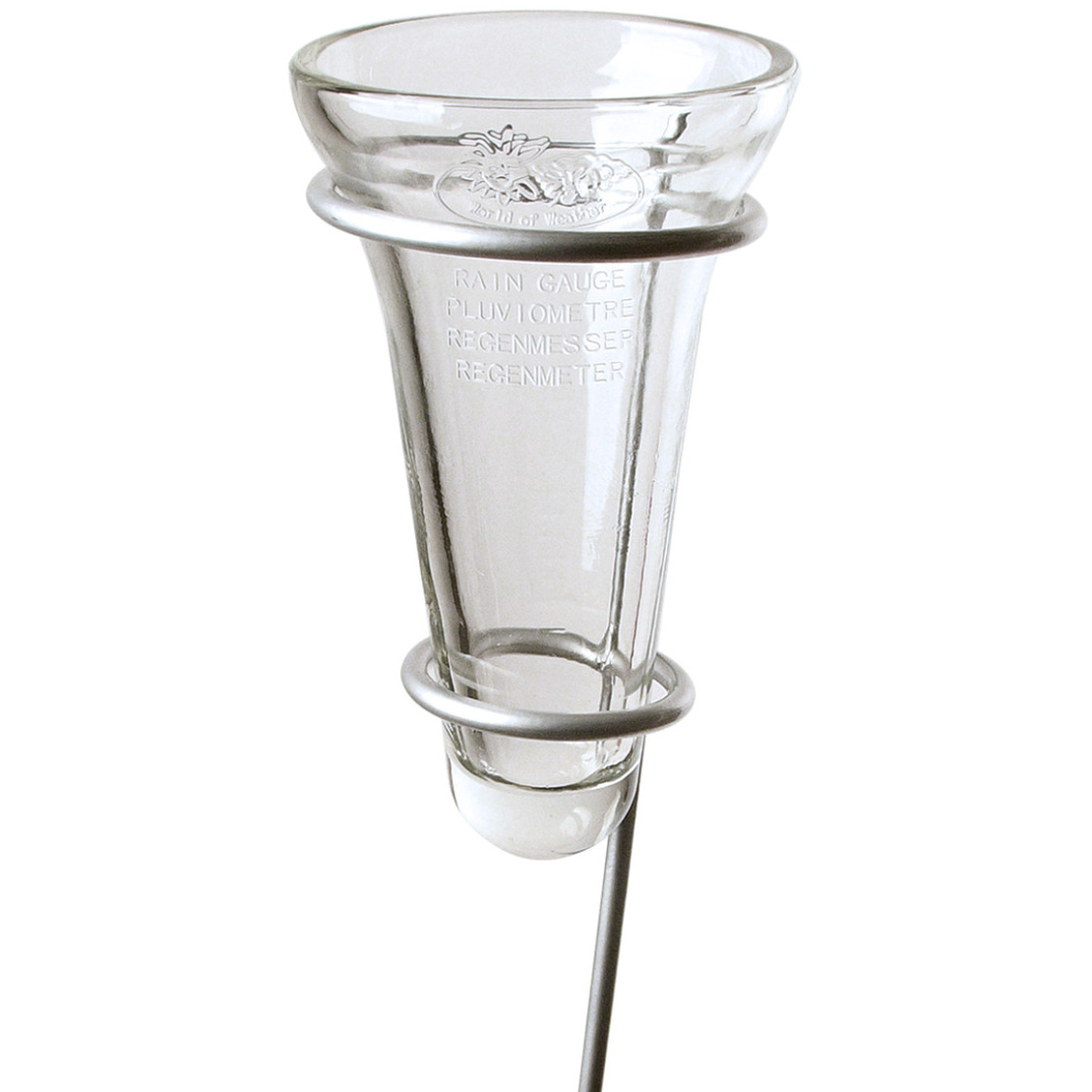 1x Regenmeter-neerslagmeter glas met verzinkte grondpen 69 cm