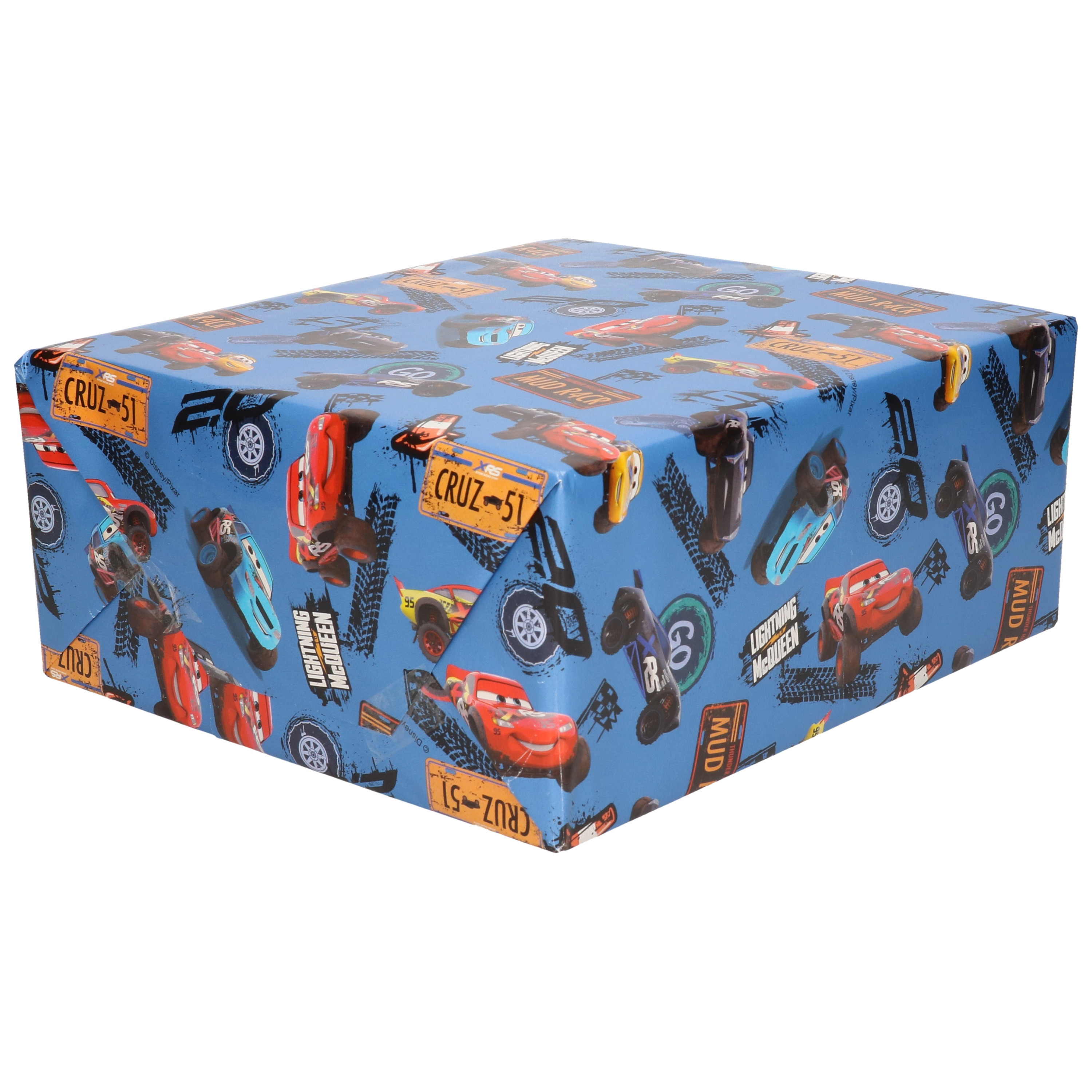 1x Rollen inpakpapier-cadeaupapier Disney Cars XRS blauw 200x70 cm