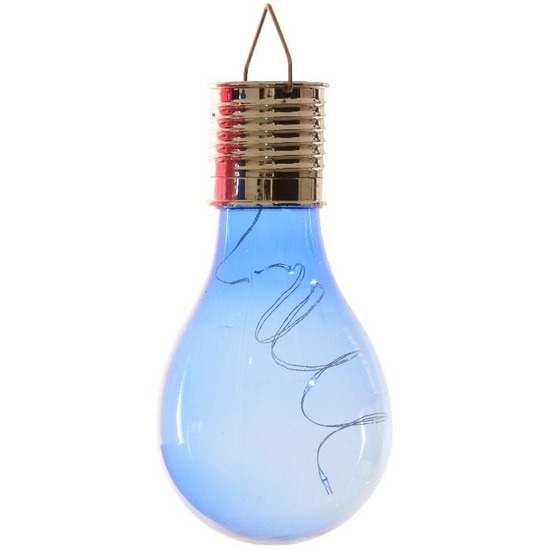 1x Solarlamp lampbolletje-peertje op zonne-energie 14 cm blauw