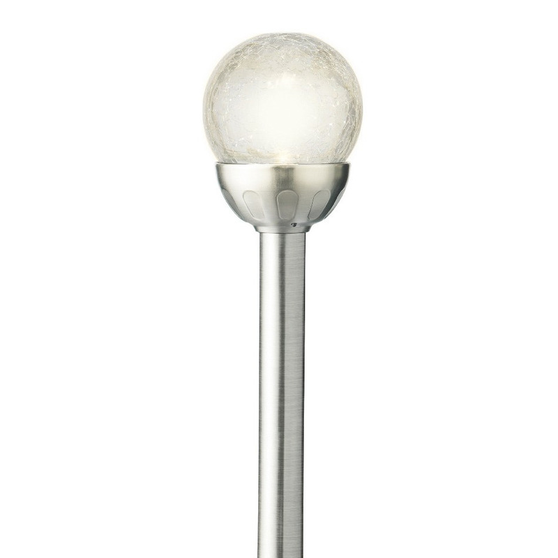 1x Solarlamp op zonne-energie 30 cm met zilveren steker en ronde bol