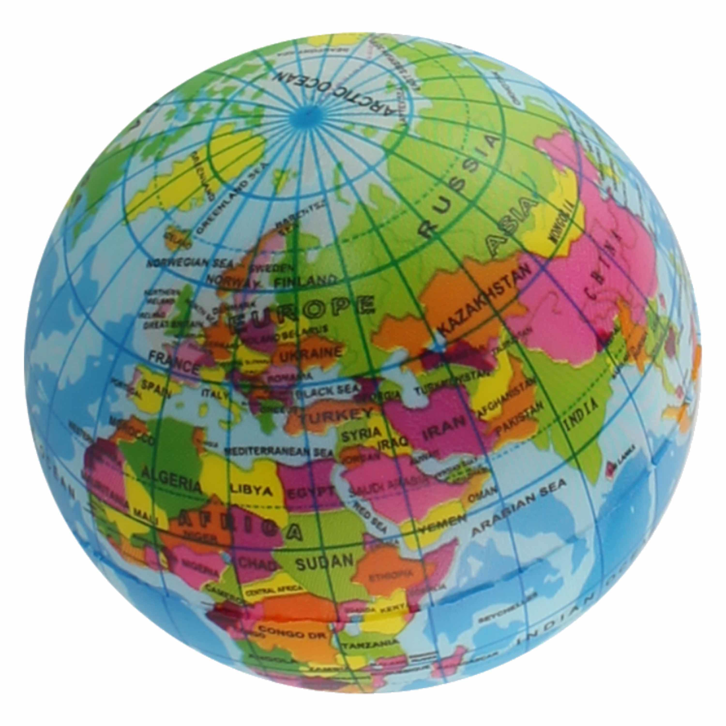 1x Wereldbol-aarde-globe antistress balletje 7 cm