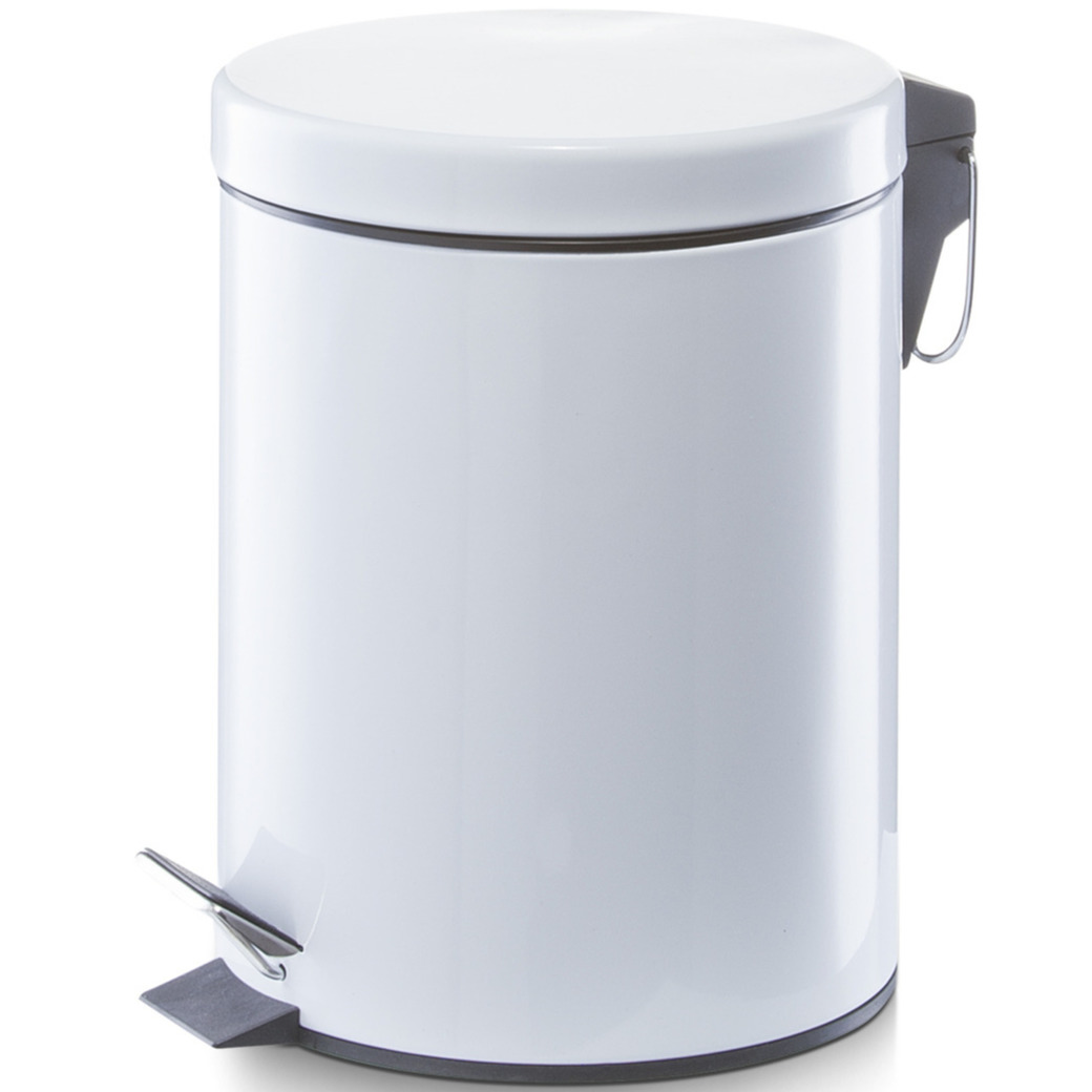 1x Witte vuilnisbakken-pedaalemmers 5 liter van 20 x 28 cm