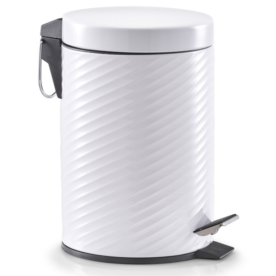 1x Witte vuilnisbakken-pedaalemmers met groeven 3 liter