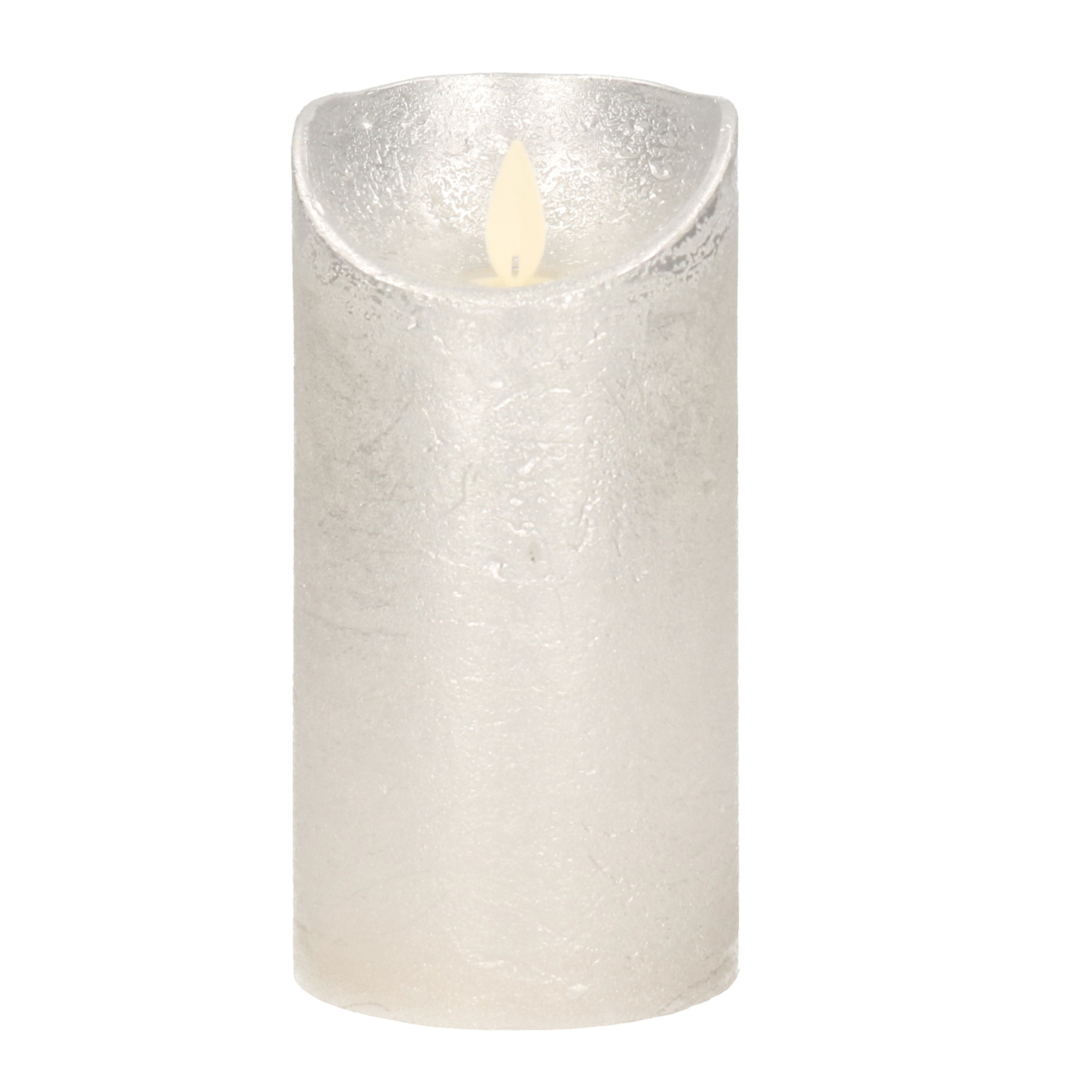 1x Zilveren LED kaarsen-stompkaarsen met bewegende vlam 15 cm