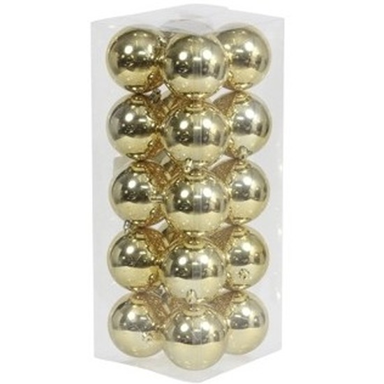 20x Gouden kerstballen 8 cm glanzende kunststof-plastic kerstversiering