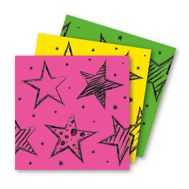 20x Papieren servetjes roze, groen en geel thema feestartikelen 33 x 33 cm