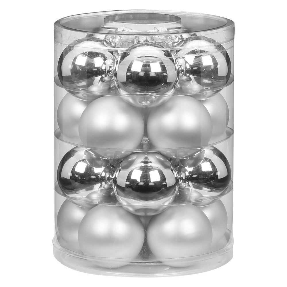 20x stuks glazen kerstballen elegant zilver mix 6 cm glans en mat