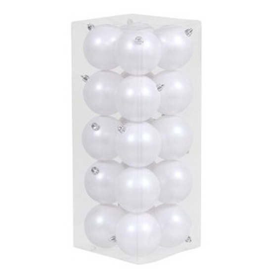 20x Witte kerstballen 8 cm matte kunststof-plastic kerstversiering