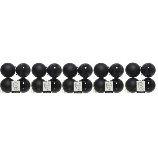20x Zwarte kerstballen 10 cm glanzende-matte kunststof-plastic kerstversiering