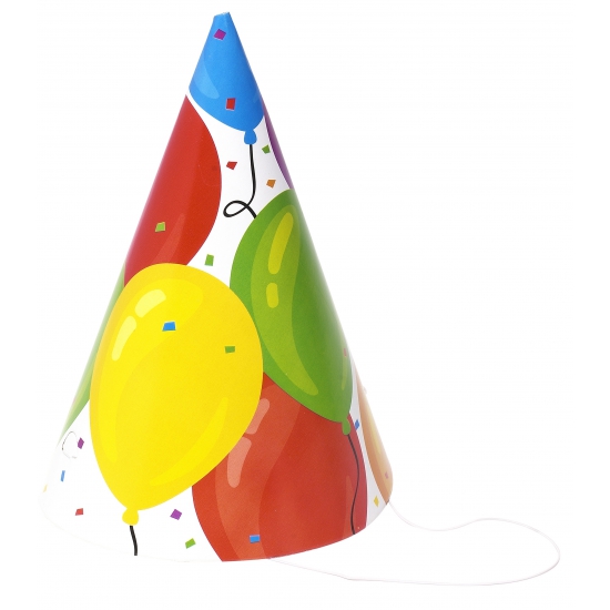 24x Verjaardag hoedjes ballonnen van papier
