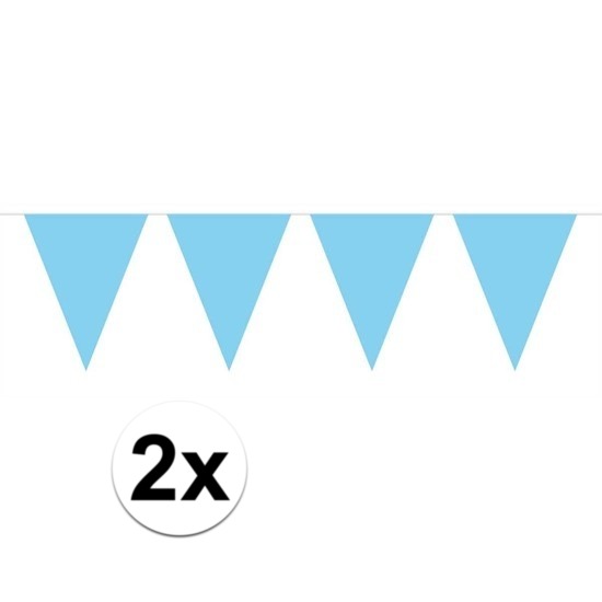 2x Baby Blauw mini vlaggenlijn feestversiering
