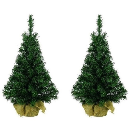 2x Bureau kerstboompjes groen 45 cm