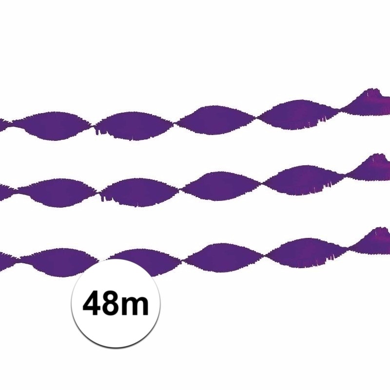 2x Crepe papieren slingers paars 24 m
