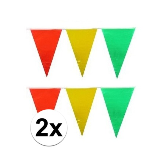 2x decoratie vlaggenlijn geel-rood-groen 10 meter