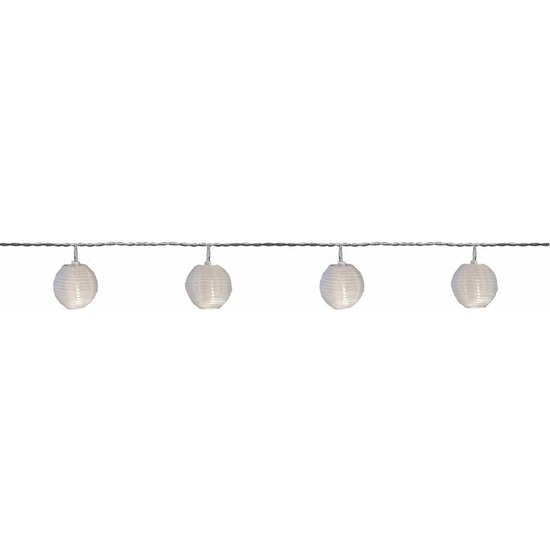 2x Feest tuinverlichting snoer 7,2 meter witte lampion-lantaarn LED verlichting