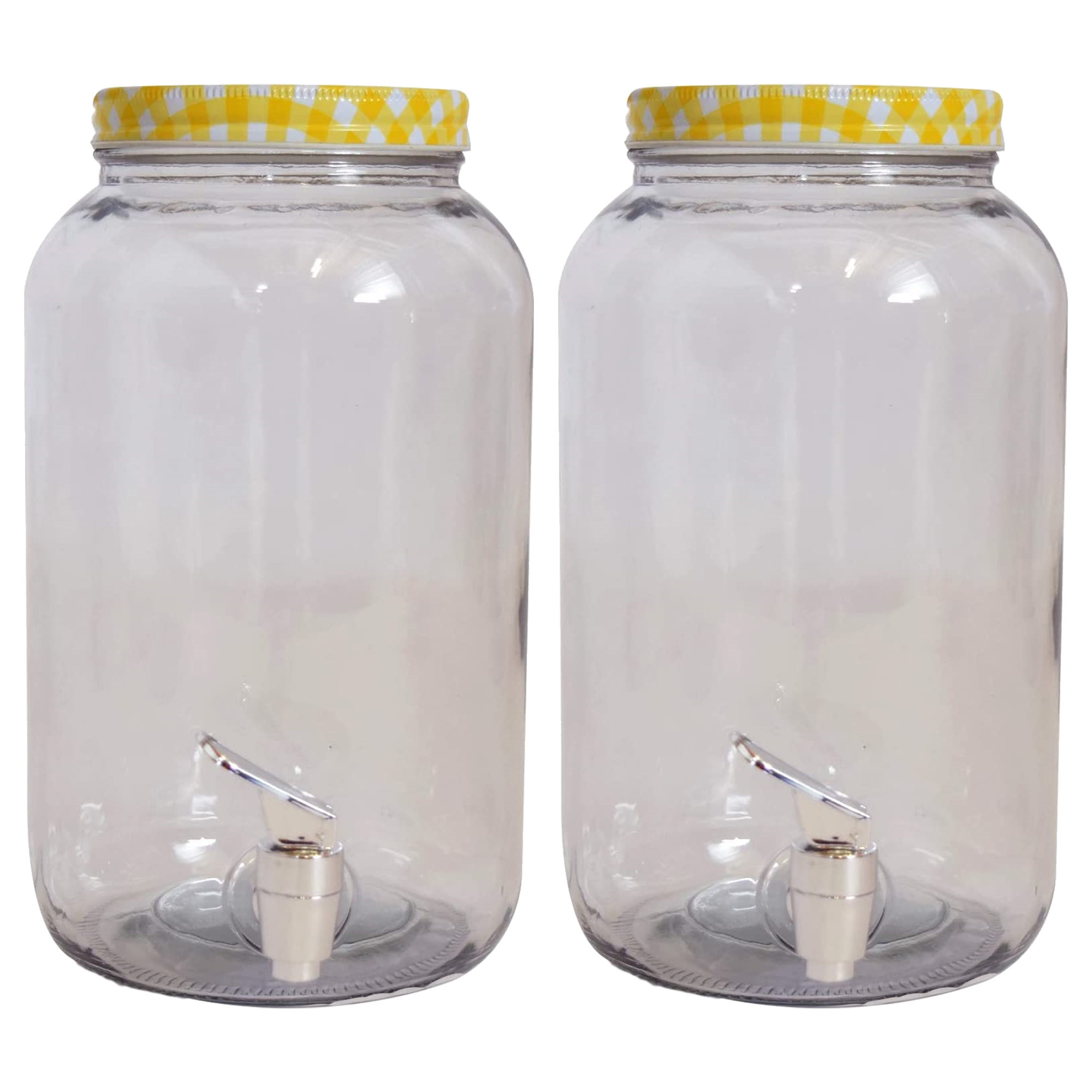 capsule bewaker nauwkeurig 2x Glazen drank dispensers / limonadetap 3 liter geel - Partyshopper Keuken  winkel