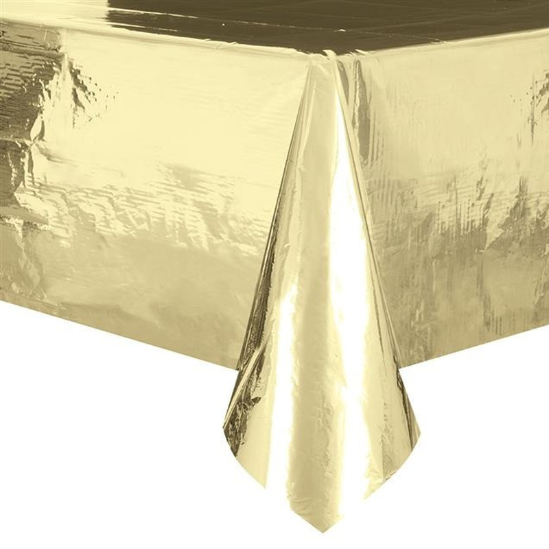 2x Gouden tafelkleden-tafellakens 137 x 274 cm folie