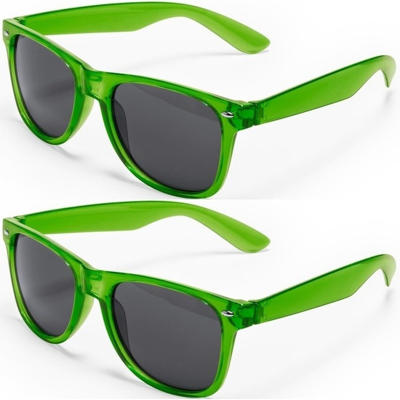 2x Groene retro model zonnebril voor volwassenen