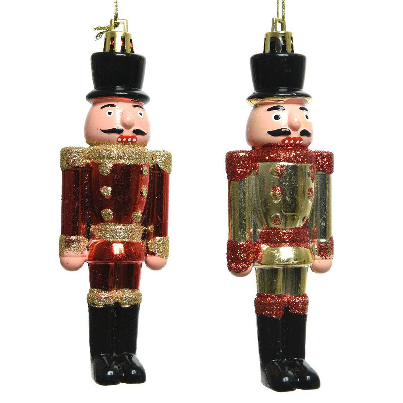 2x Kerstboomhangers notenkrakers poppetjes-soldaten 9 cm