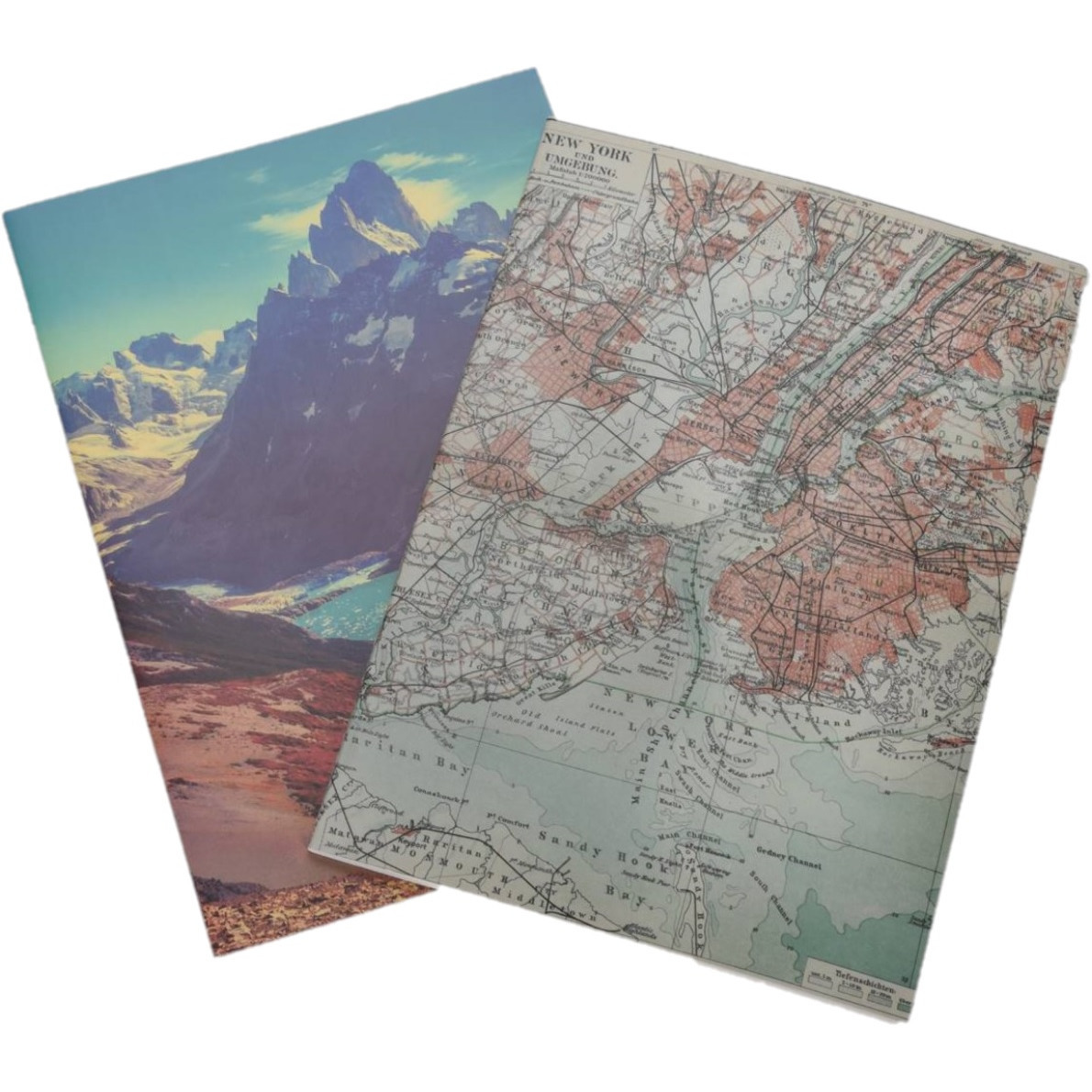 2x Notitieschriften-notitieboekjes aarde-landkaart B5 formaat 18x25 cm 80 bladzijdes
