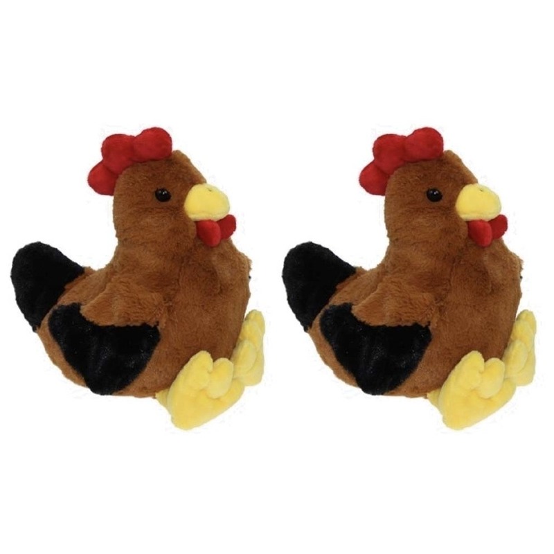 2x Pluche speelgoed kippen dierenknuffels 25 cm