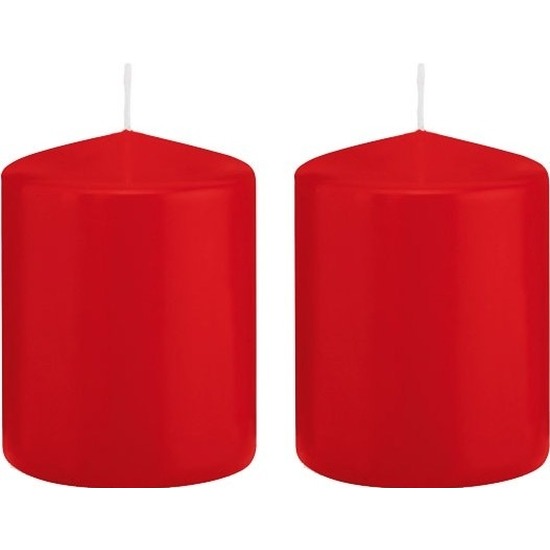 2x Rode woondecoratie kaarsen 6 x 8 cm 29 branduren