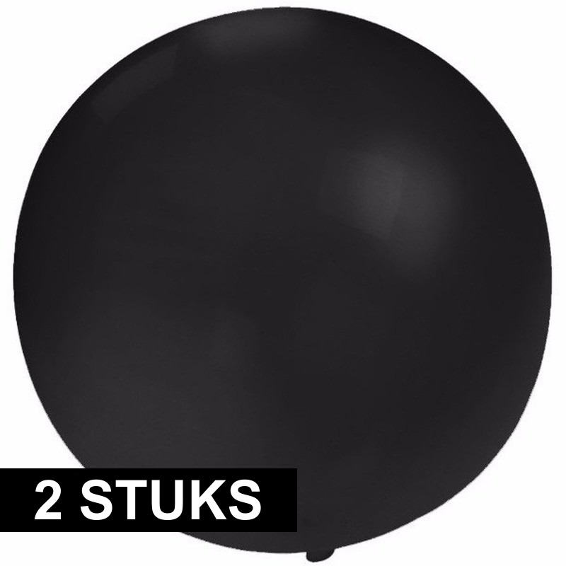 2x Ronde zwarte ballonnen 60 cm groot