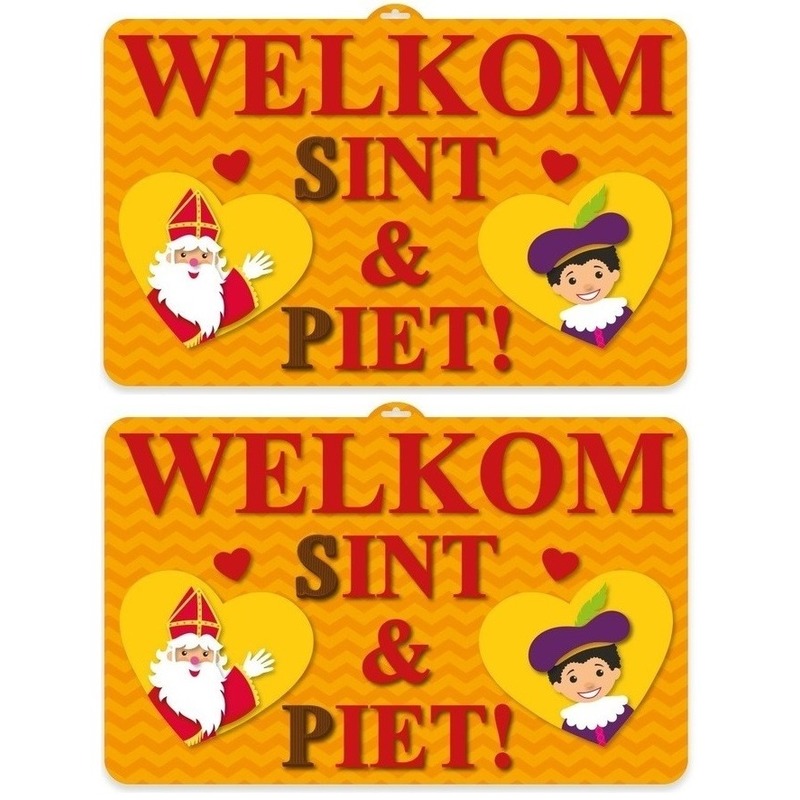 2x Sinterklaas wand bord 3D 58 x 38 cm