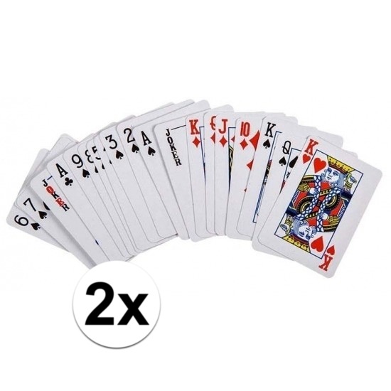 2x stuks mini poker kaartspellen 6 cm
