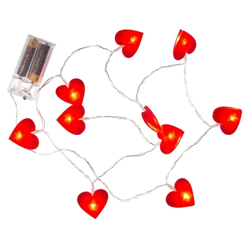2x Valentijnversiering hartjes verlichting 120 cm